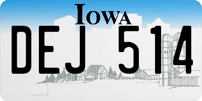 IA license plate DEJ514