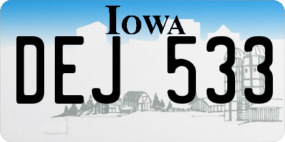IA license plate DEJ533