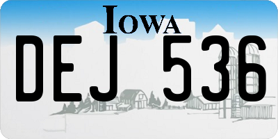 IA license plate DEJ536