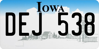 IA license plate DEJ538
