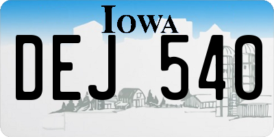 IA license plate DEJ540