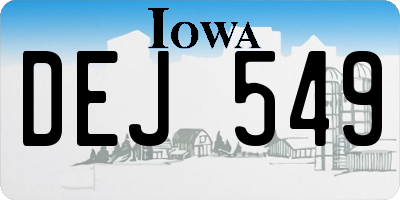 IA license plate DEJ549