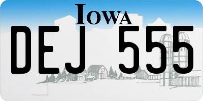 IA license plate DEJ555