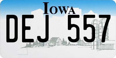 IA license plate DEJ557