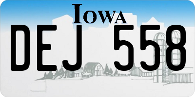IA license plate DEJ558