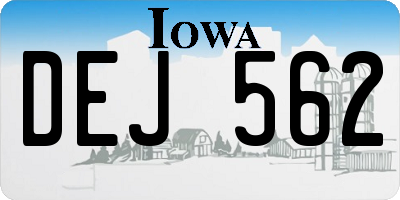 IA license plate DEJ562