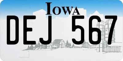 IA license plate DEJ567