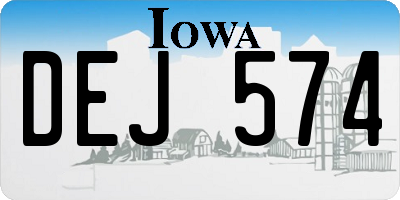 IA license plate DEJ574