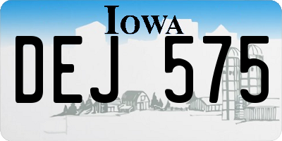 IA license plate DEJ575