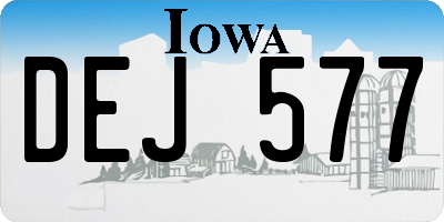 IA license plate DEJ577