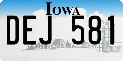 IA license plate DEJ581