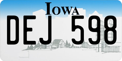 IA license plate DEJ598