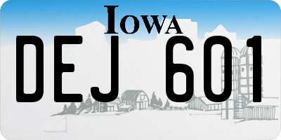 IA license plate DEJ601