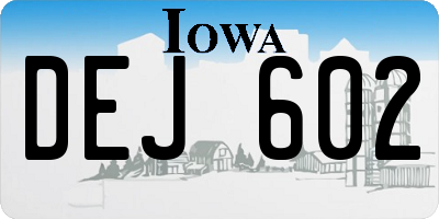 IA license plate DEJ602