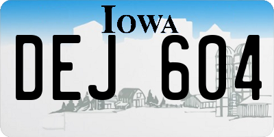 IA license plate DEJ604