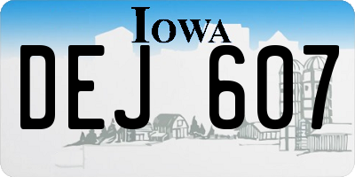 IA license plate DEJ607