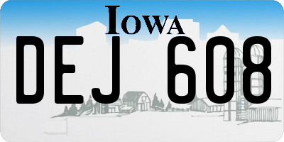 IA license plate DEJ608