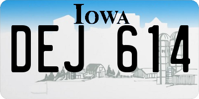 IA license plate DEJ614