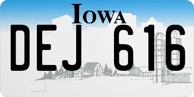 IA license plate DEJ616