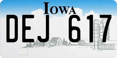 IA license plate DEJ617
