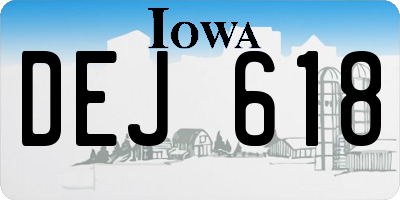 IA license plate DEJ618