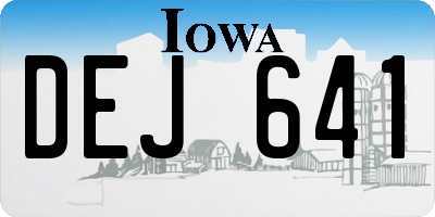 IA license plate DEJ641