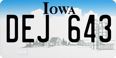 IA license plate DEJ643
