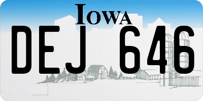 IA license plate DEJ646