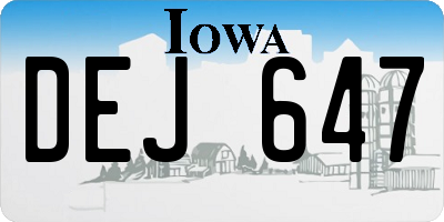 IA license plate DEJ647