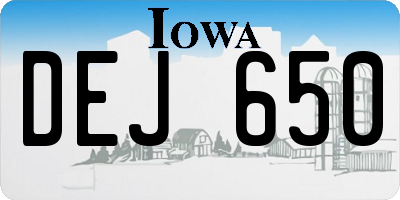 IA license plate DEJ650