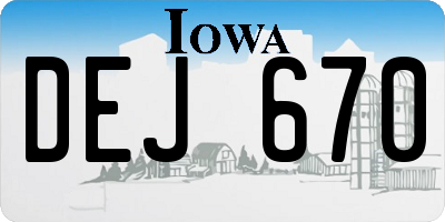 IA license plate DEJ670