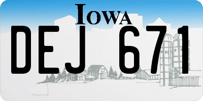 IA license plate DEJ671