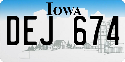 IA license plate DEJ674
