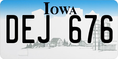 IA license plate DEJ676