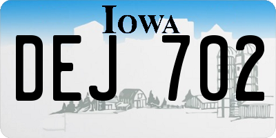 IA license plate DEJ702