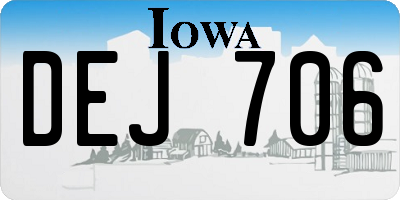 IA license plate DEJ706