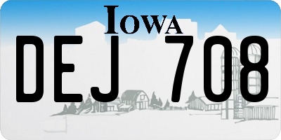 IA license plate DEJ708