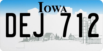 IA license plate DEJ712