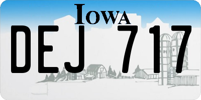 IA license plate DEJ717