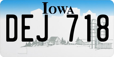 IA license plate DEJ718
