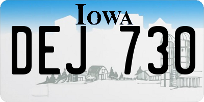 IA license plate DEJ730