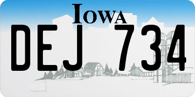 IA license plate DEJ734