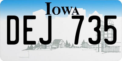 IA license plate DEJ735