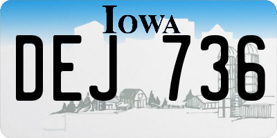 IA license plate DEJ736