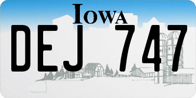 IA license plate DEJ747
