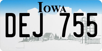 IA license plate DEJ755