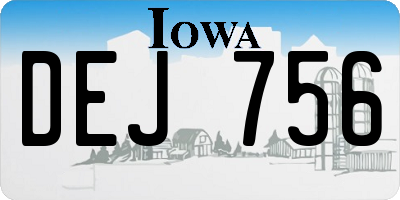 IA license plate DEJ756
