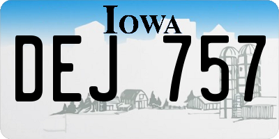 IA license plate DEJ757