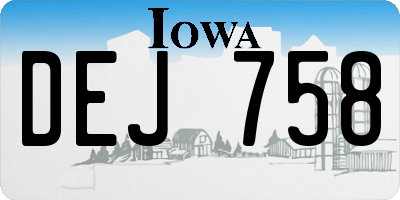 IA license plate DEJ758