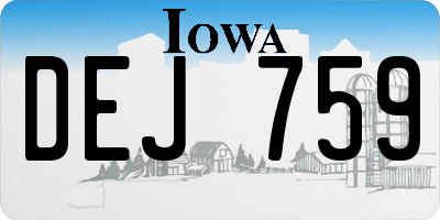 IA license plate DEJ759